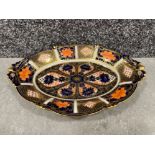 Royal Crown Derby Imari patterned twin handle oval shaped tray dish. (22.5cms) in good condition