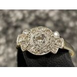 Vintage 18ct gold & platinum Art Deco diamond ring. Approx 0.50cts circa 1930 vgc in original box,