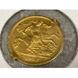 22ct gold Half-Sovereign George V 1912 (possibly ex jewellery item)