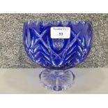 A good quality bohemian blue flash cut crystal centre bowl 19.5cm high.