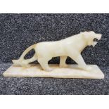 Large Mid-century carved onyx Jaguar on base