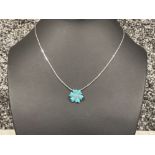 Ladies 9ct white gold Turquoise pendant and Diamond chain.