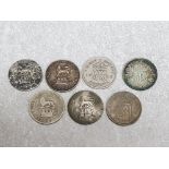 7 x sixpence coins, mixed condition dates range 1913-1948