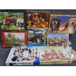 8 boxed vintage jigsaws including Thomas Kinkade etc plus 1 unboxed childs set, making 9 in total