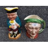 A Beswick "Scrooge" character jug and Burlington Ware "Boozer" toby jug.