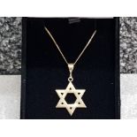 A 9ct gold Star of David pendant and 9ct gold chain 3g.