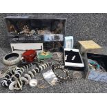 Large Quantity of miscellaneous costume jewellery inc earrings, necklaces & Jewellery boxes etc