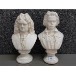 Pair of chalk busts of Handel & Beethoven