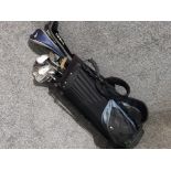 Golf bag containing plus impact golf clubs