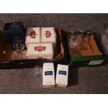 Two Caithness tumblers, Stella Artois pint glasses, Bohemia crystal vase etc 2 boxes.