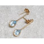 Pair of 9ct yellow gold blue topaz earrings, 0.79g