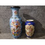 Two large Japanese vases with bird and flower decoration, largest measures 60cm high.