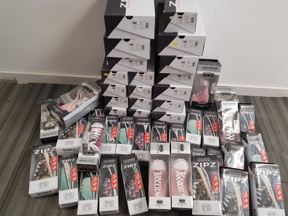 18 x pairs of brand new Zipz california trainers, all size 7, comes with 31 brand new replacement
