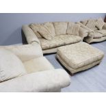 A bench craft four piece sitting room suite comprising three seater, two seater, armchair and