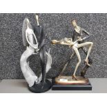 2 figure groups abstract dancers, heights 34cm & 36cm