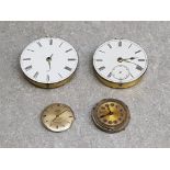 Two Victorian pocket watch movements and two other movements including Rotary.