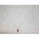 9ct yellow gold & amethyst Mam necklace, 1.2g