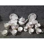 Royal Albert Lavender Rose pattern part tea service (condition varies and some seconds)