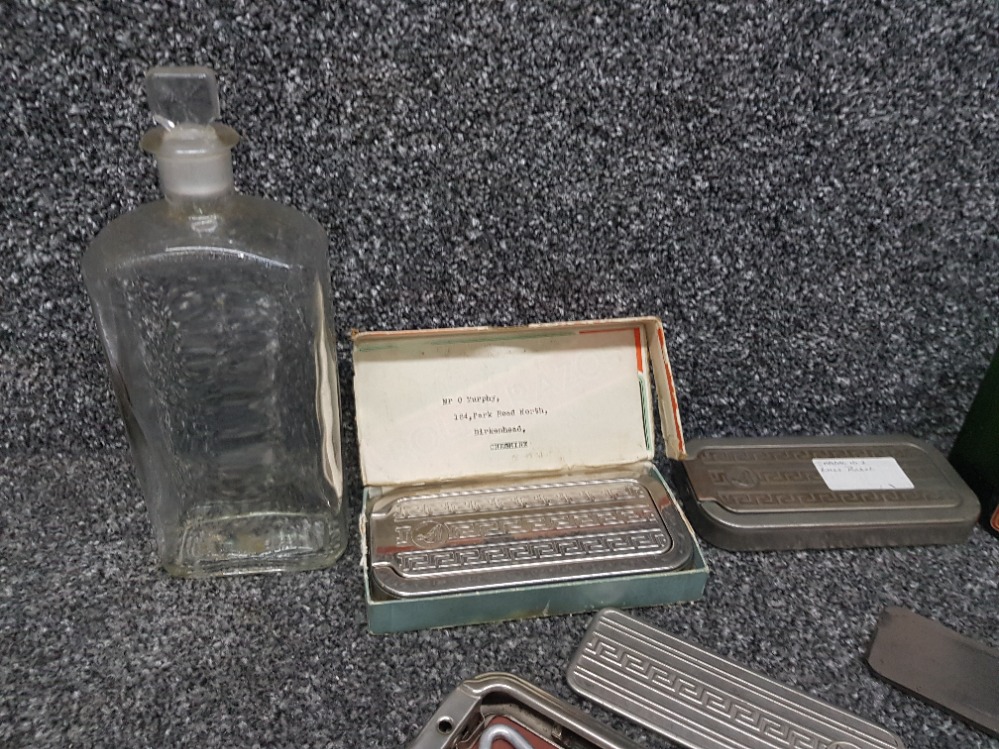 Three Rolls razors with small strop and two chemist's bottles one being poison. - Image 2 of 3
