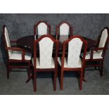 Mahogany extending dining table & 6 matching chairs, 155 x 94cm