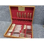 Wooden Canteen of Bronze cutlery, 41 pieces in total (2x knives missing)