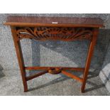 A mahogany hall table with pierced decoration 83 x 75 x 25cm