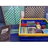 Box of mixed game boards including chess, Halma etc plus a large Quantity of Halma & Ludo