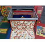 Crate full of vintage Snakes & ladders game boards
