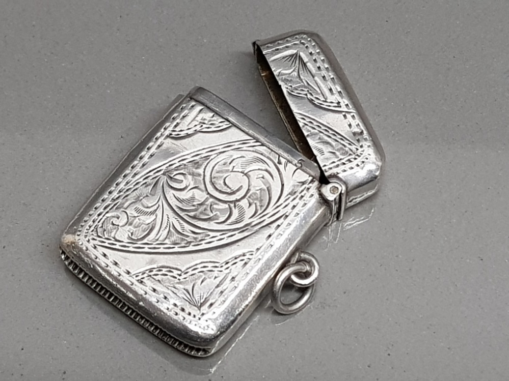 Antique hallmarked Birmingham silver 1905 vesta case, 19.2g - Image 2 of 3