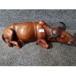 A carved wooden sculpture of Buffalo 62cm.