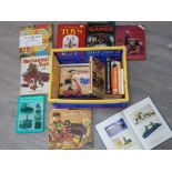 Crate containing a mixture of games & toys price guides