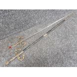 2 decorative wall hanging swords, one with sheath