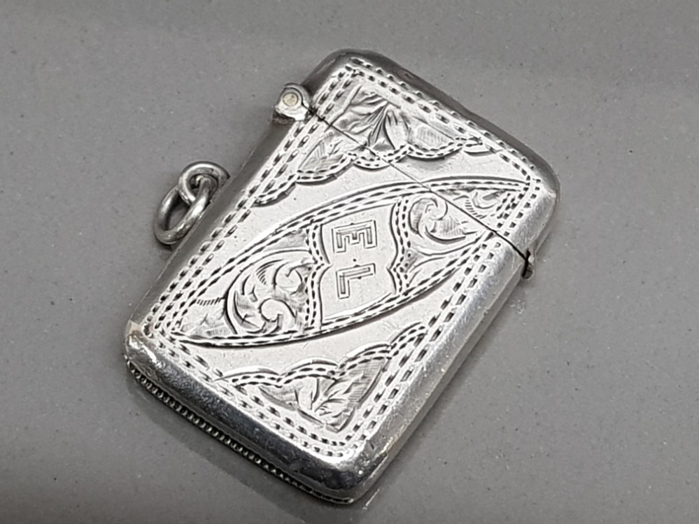 Antique hallmarked Birmingham silver 1905 vesta case, 19.2g - Image 3 of 3