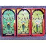 3 vintage Chad Valley Soccatelle wooden bagatelle games, 1930/40s