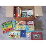 Box of mixed vintage boardgames (18 in total) including Magic Robot & compendium of games