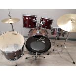 Performance percussion 6 piece drum kit with drumsticks