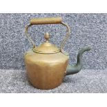 Antique copper & brass kettle with acorn finial