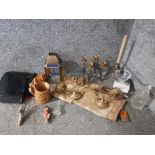 Miscellaneous items to include a vintage plunger, 5 branch candelabra, light fittings etc.