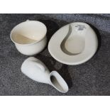 Vintage Maling chamber pot together with Cetem ware urinal jug & boots company ceramic bed pan