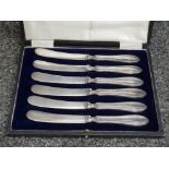 Boxed set silver handled butter knives William Yates LTD Sheffield 1920