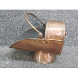 Antique copper helmet coal scuttle