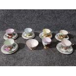 A Paragon China rose pattern tea set for six.