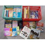 2 boxes of antique price guides, toys, world war II, boardgame topics etc