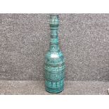 An impressive large 21 inch North African safi bottle vase decorated bands of characters in blue