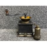 Cast Iron coffee grinder together with highly decorative Middle East pepper grinder