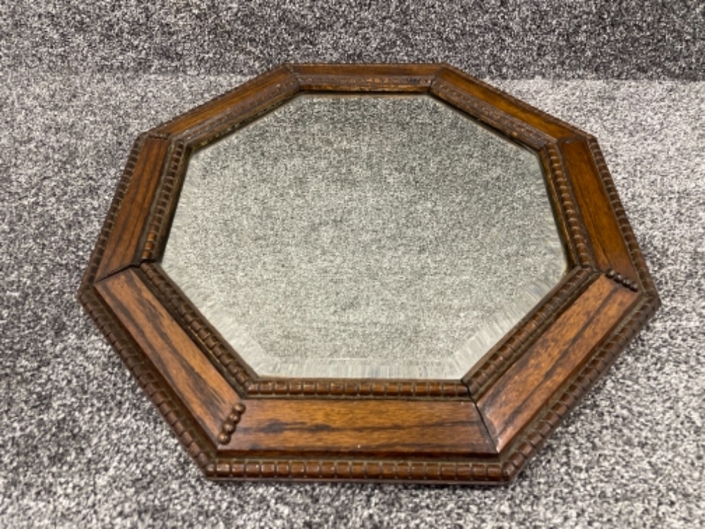 Oak octagonal bevelled edge mirror (49cms)