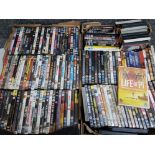 2 boxes of miscellaneous DVDs, mainly action titles