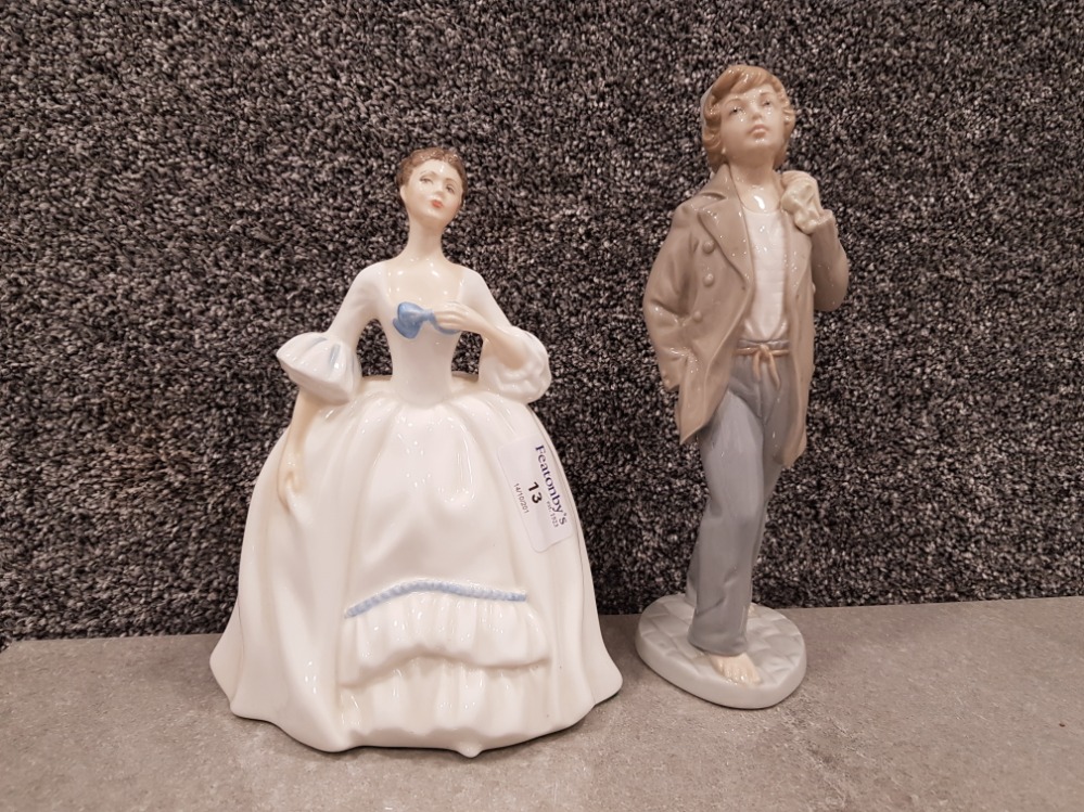 Royal doulton figurine hn 3222 together with nao by lladro figure