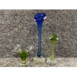 3 various Bud vases