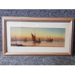 A watercolour by Garman Morris "On the Thames" signed and inscribed 18 x 52cm.